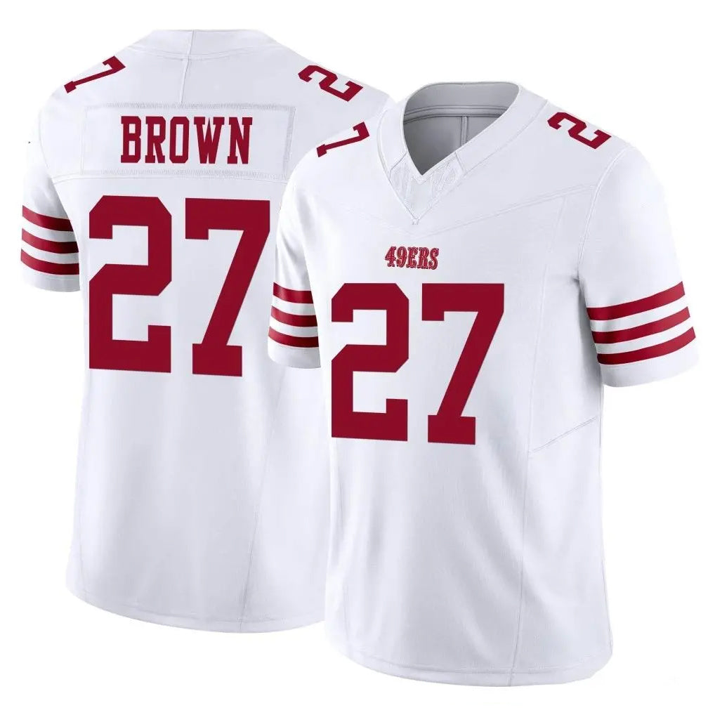 SF.49ers #27 Ji'Ayir Brown Player White Limited Vapor F.U.S.E. Home Game STECN Stitched Jerseys