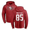 SF.49ers #85 George Kittle Player Red LOGO Pullover Hoodies Home Game STECN Stitched Jerseys