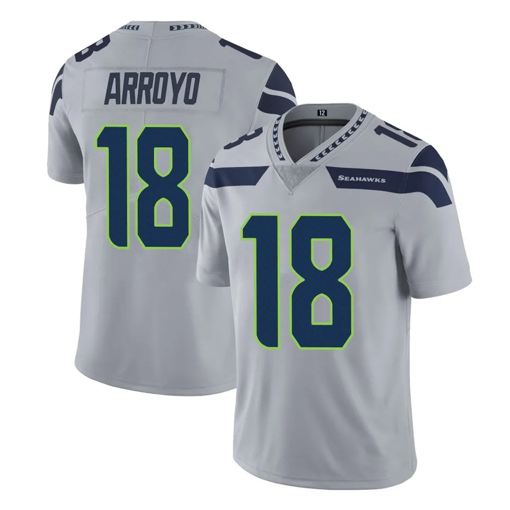 S.Seahawks #18 Elijah Arroyo Player Gray Limited Vapor Untouchable Home Game STECN Stitched Jerseys