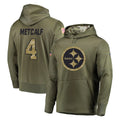 P.Steelers #4 DK Metcalf Player Olive Salute to Service Pullover Hoodie Home Game STECN Stitched Jerseys