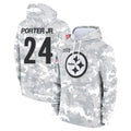 P.Steelers #24 Joey Porter Jr. Player Arctic Camo Limited Salute to Service Pullover Hoodies Game STECN Stitched Jerseys