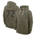 S.Seahawks #72 Abraham Lucas Player Olive Salute to Service Pullover Hoodies Limited STECN Stitched Jerseys
