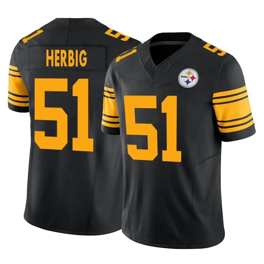 P.Steelers #51 Nick Herbig Player Black Limited 2nd Alternate Vapor F.U.S.E. Home Game STECN Stitched Jerseys