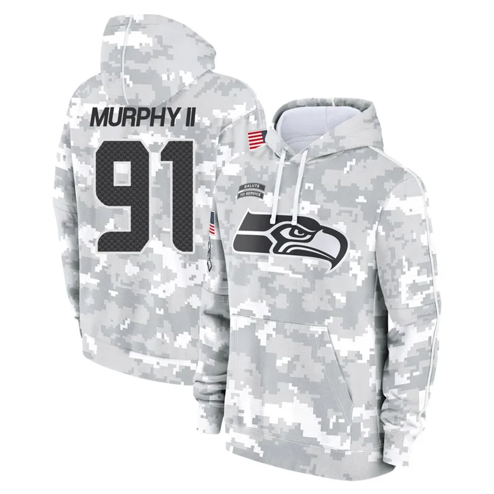 S.Seahawks #91 Byron Murphy II Player Arctic Camo Limited Salute to Service Pullover Hoodies Game STECN Stitched Jerseys