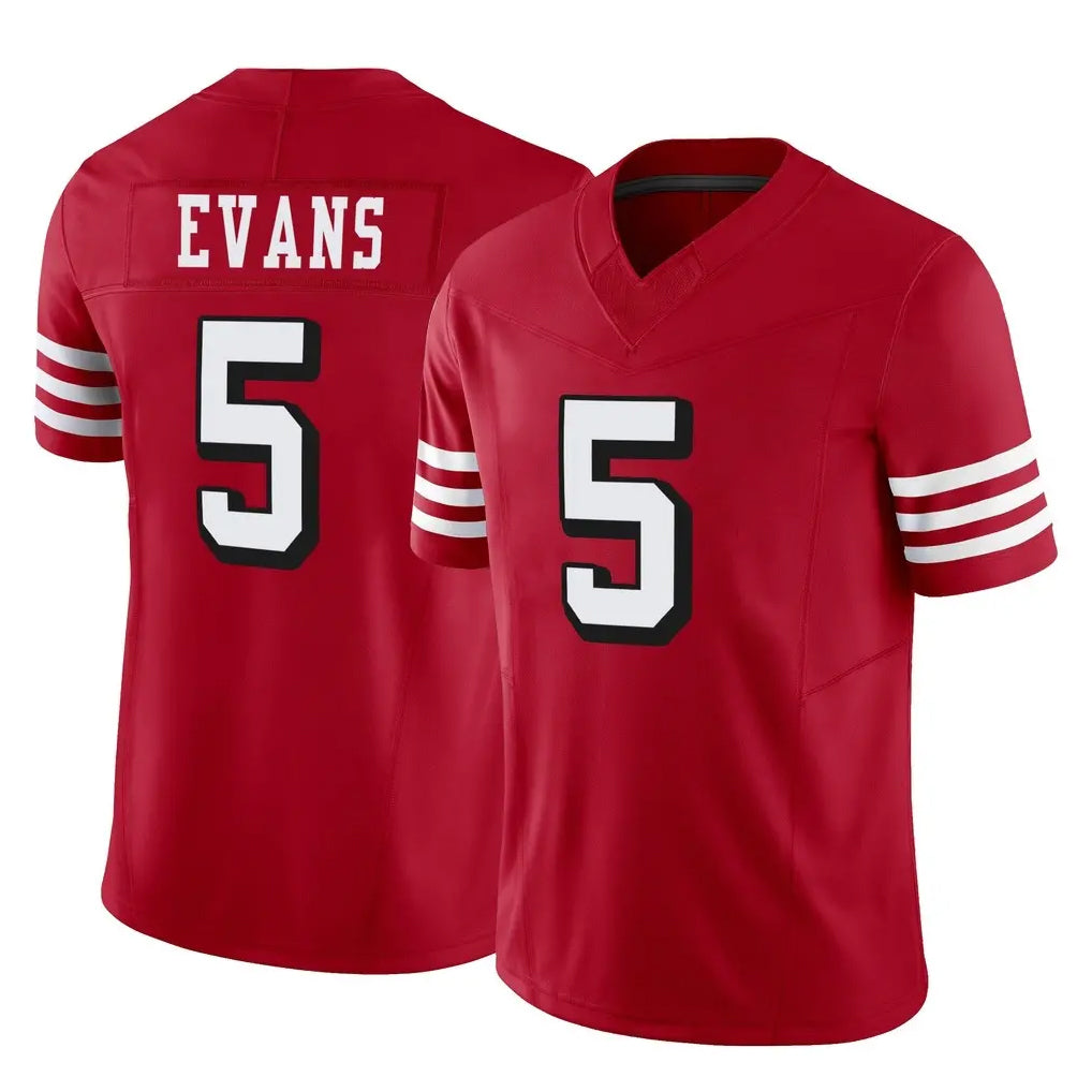 SF.49ers #5 Mike Evans Player Red Limited Alternate Vapor F.U.S.E. Home Game STECN Stitched Jerseys