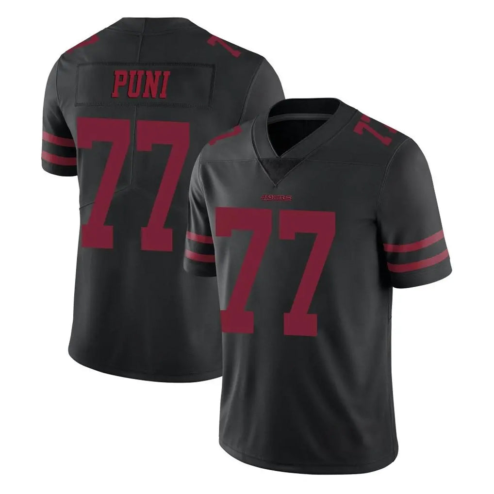 SF.49ers #77 Dominick Puni Player Black Alternate Limited Vapor Untouchable Home Game STECN Stitched Jerseys