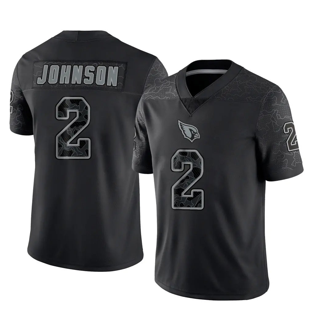 A.Cardinals #2 Will Johnson Player Black RFLCTV Limited Home Game STECN Stitched Jerseys