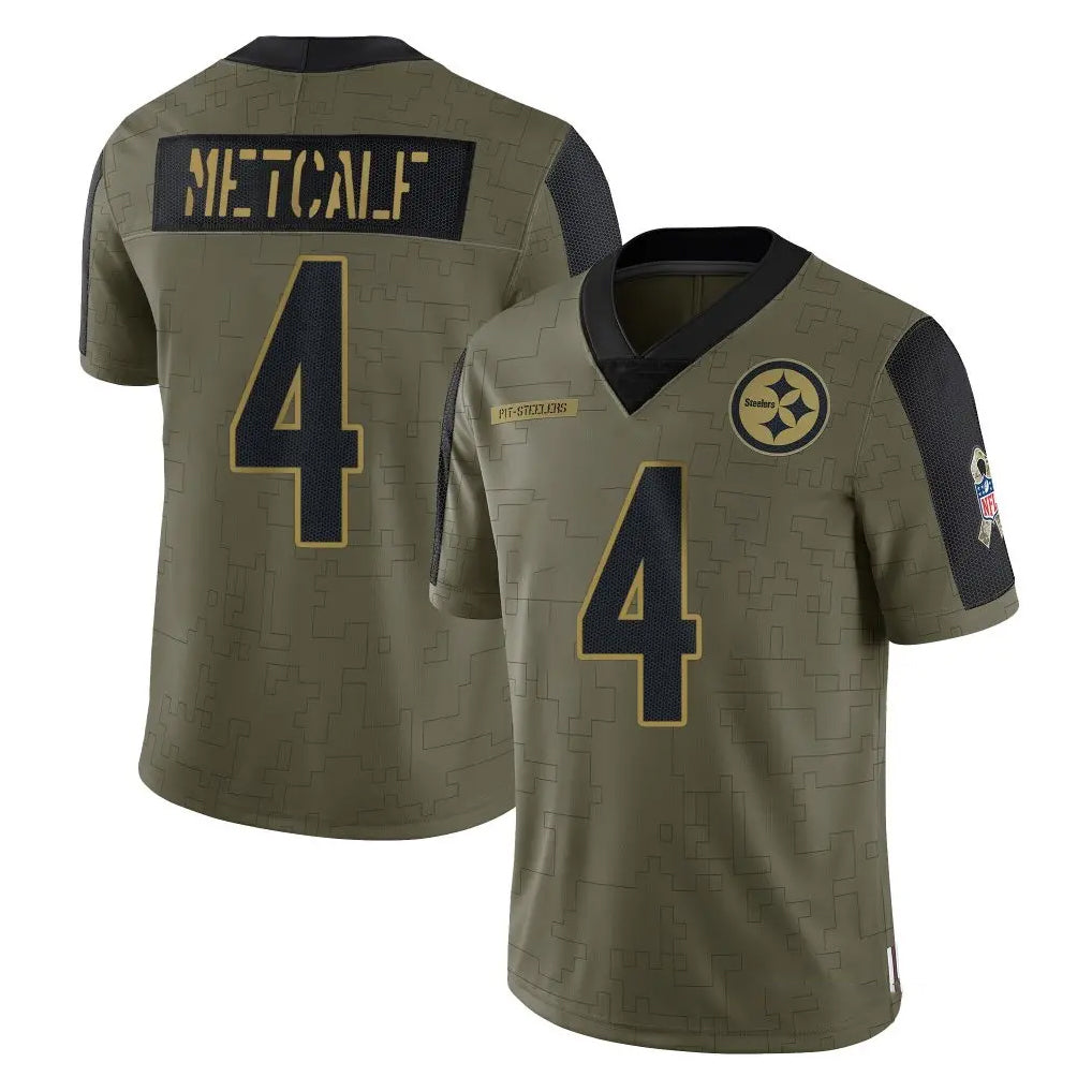 P.Steelers #4 DK Metcalf Player Olive Salute To Service Limited Game STECN Stitched Jerseys
