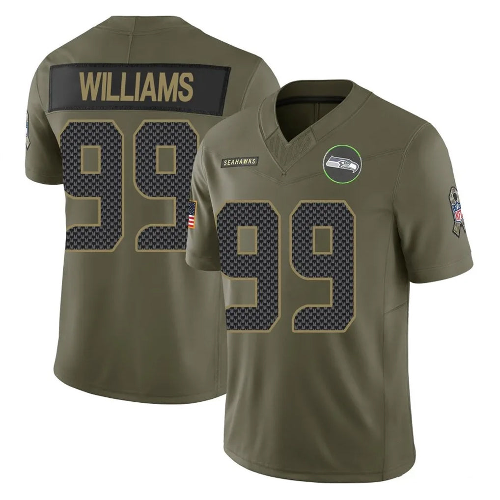 S.Seahawks #99 Leonard Williams Player Olive 2025 Salute To Service Limited Home Game STECN Stitched Jerseys
