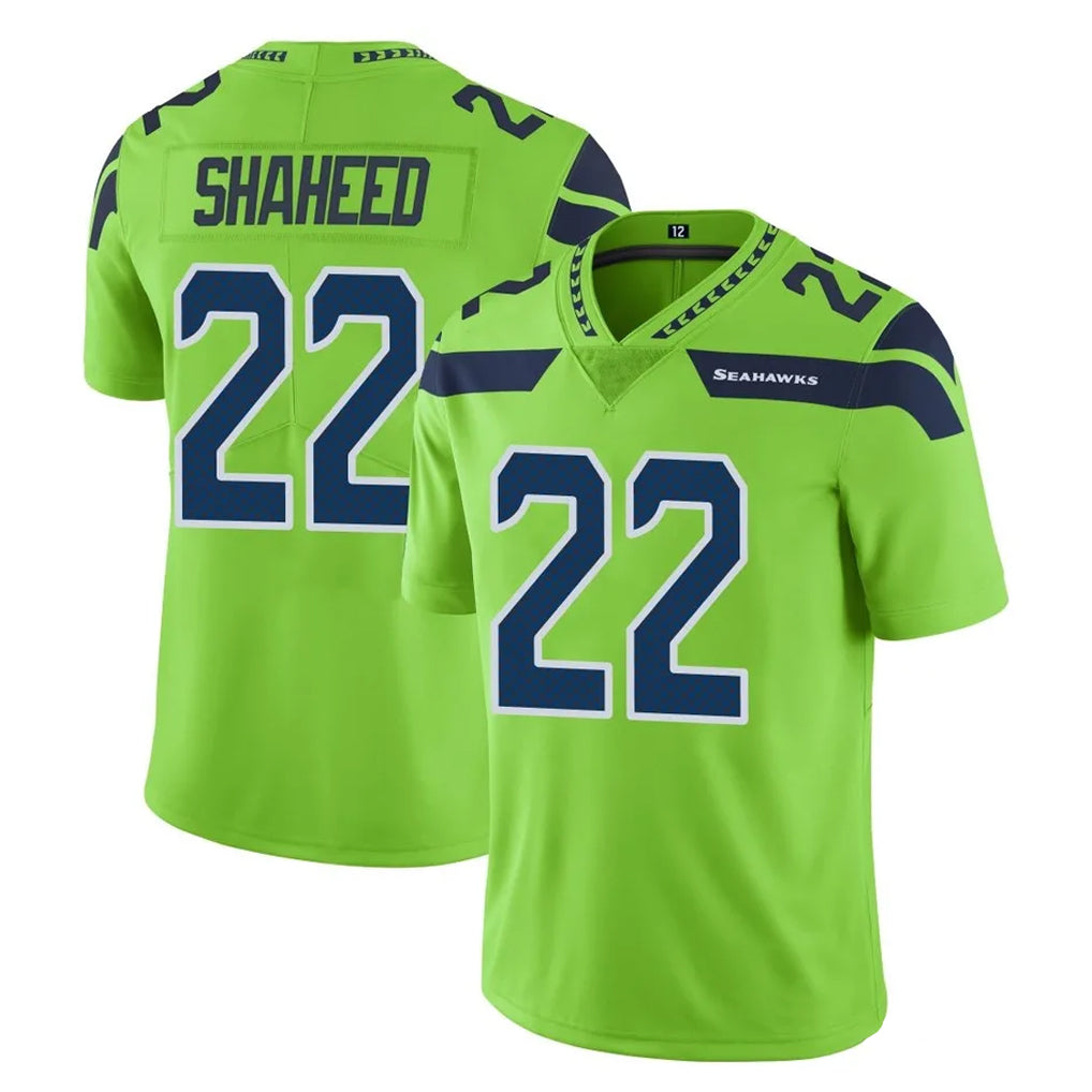 S.Seahawks #22 Rashid Shaheed Player Green Limited Color Rush Home Game STECN Stitched Jerseys