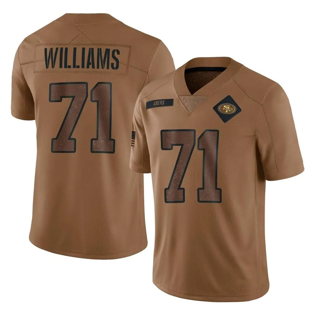 SF.49ers #71 Trent Williams Player Brown Limited Salute To Service Home Game STECN Stitched Jerseys