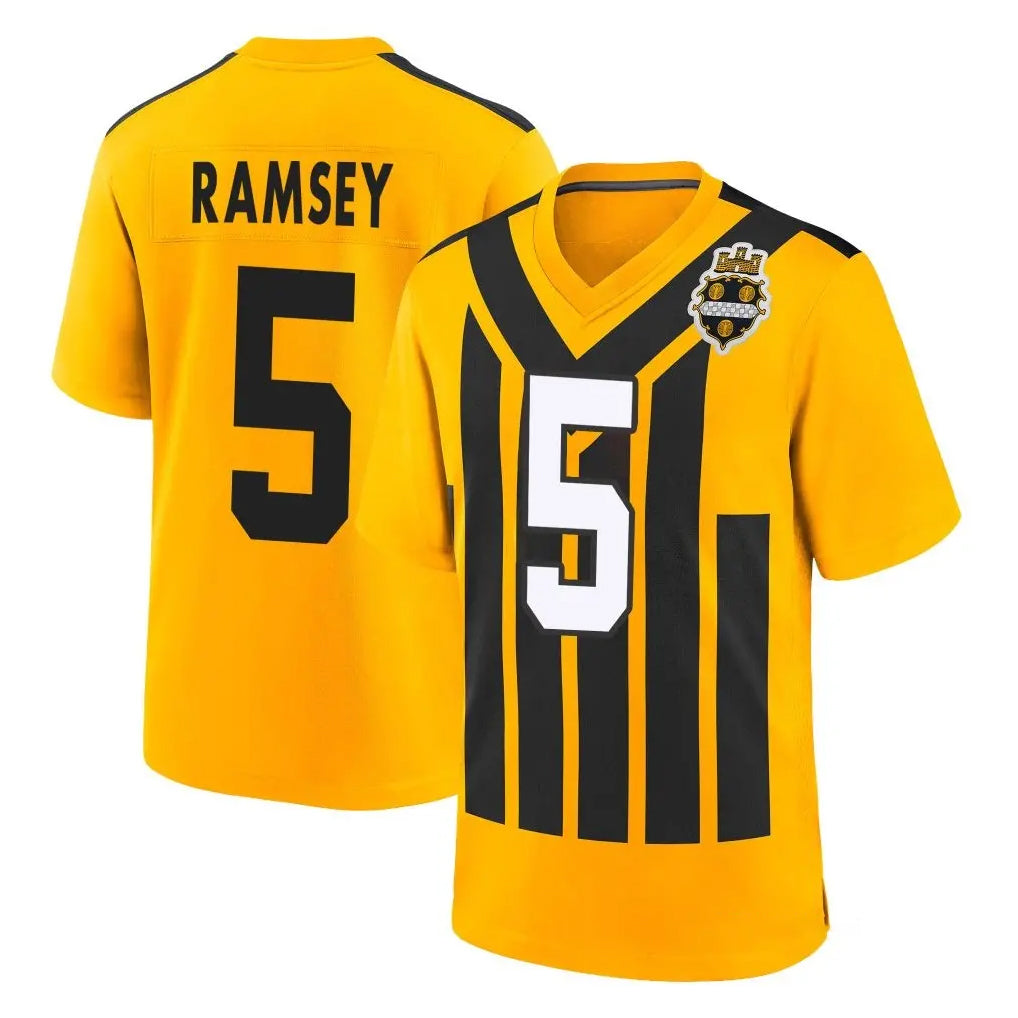 P.Steelers #5 Jalen Ramsey Player Gold Limited 1933 Throwback Home Game STECN Stitched Jerseys