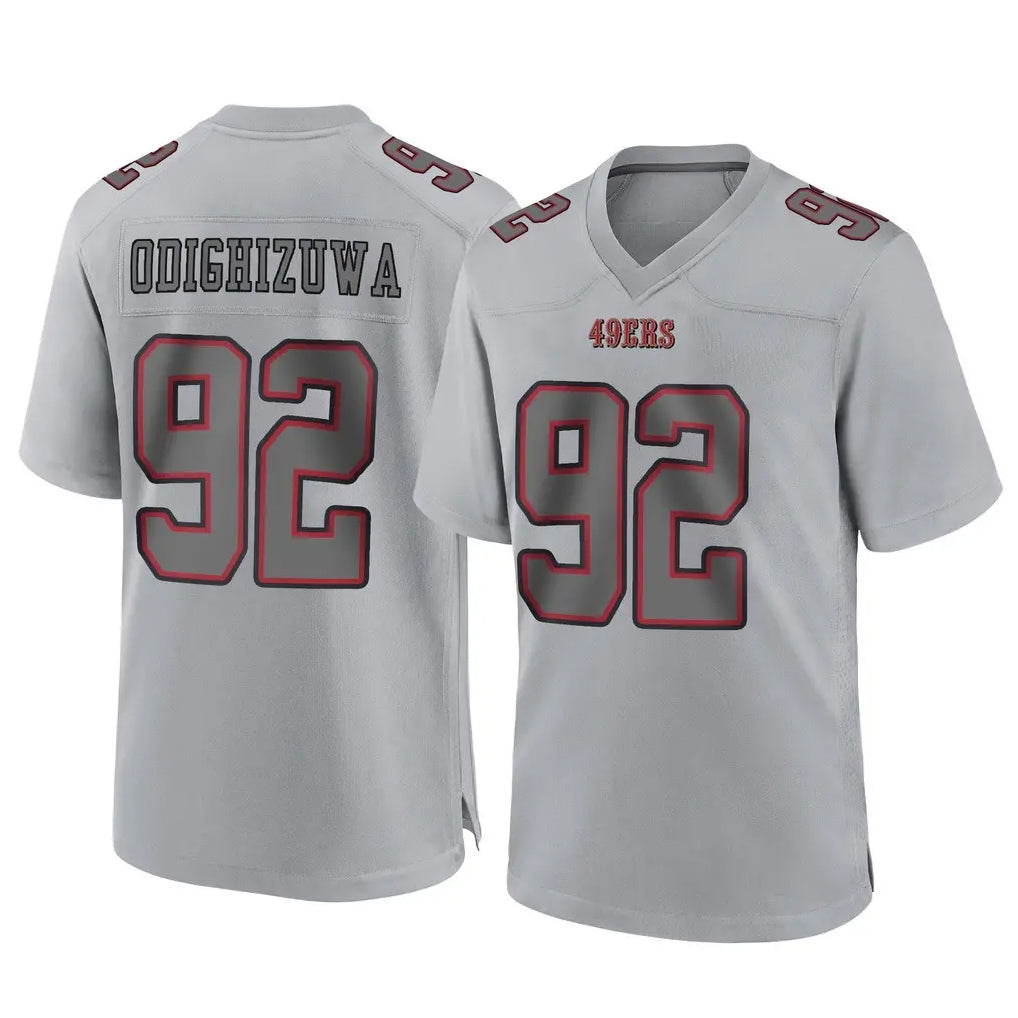 SF.49ers #92 Osa Odighizuwa Player Gray Atmosphere Fashion Home Game STECN Stitched Jerseys