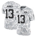 SF.49ers #13 Brock Purdy Player Arctic Camo Limited Salute To Service Home Game STECN Stitched Jerseys