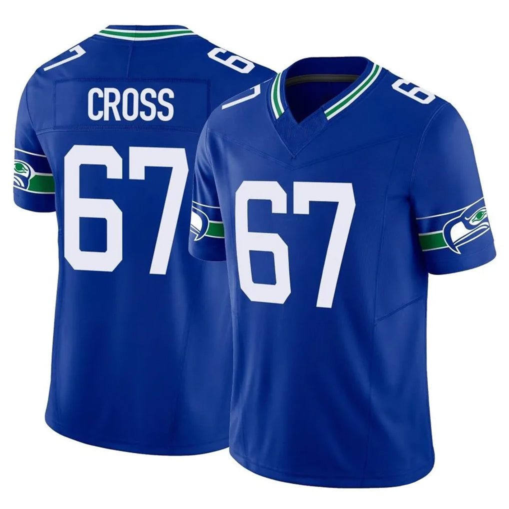 S.Seahawks #67 Charles Cross Player Royal Limited Throwback Vapor F.U.S.E. Home Game STECN Stitched Jerseys