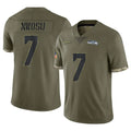 S.Seahawks #7 Uchenna Nwosu Player Olive Limited Salute To Service Home Game STECN Stitched Jerseys
