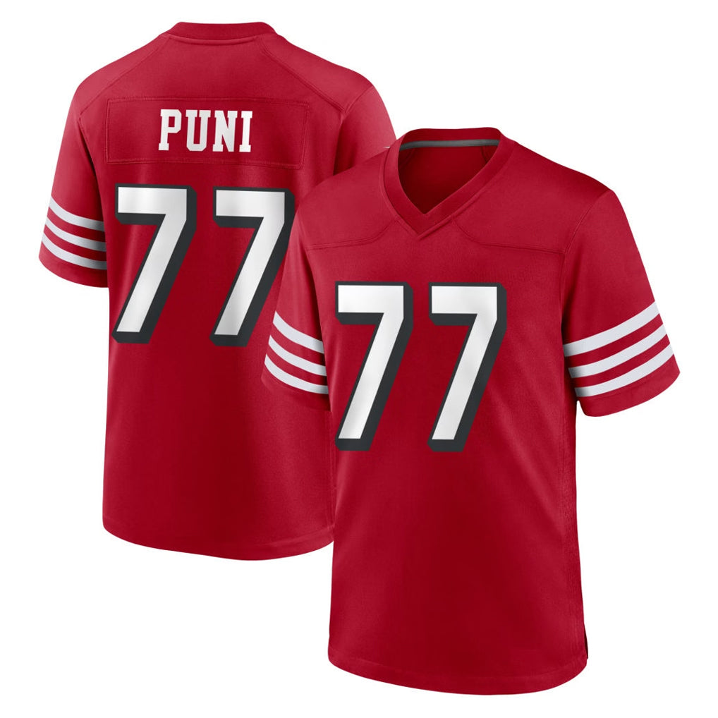SF.49ers #77 Dominick Puni Player Red Limited Alternate Home Game STECN Stitched Jerseys