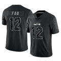 S.Seahawks #12 12th Fan Player Black Limited Reflective Home Game STECN Stitched Jerseys