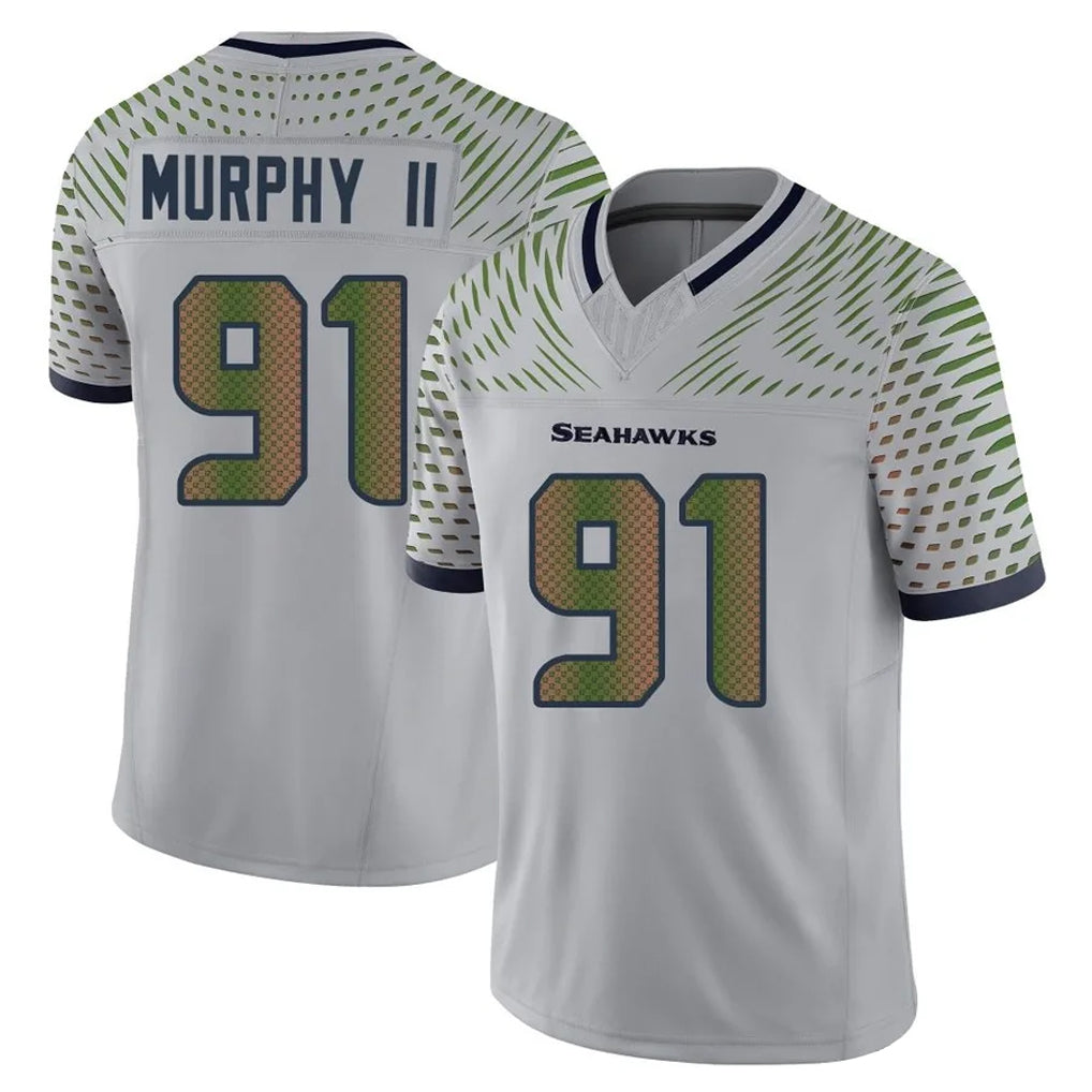 S.Seahawks #91 Byron Murphy II Player Grey Limited 2025 Rivalries Collection Home Game STECN Stitched Jerseys