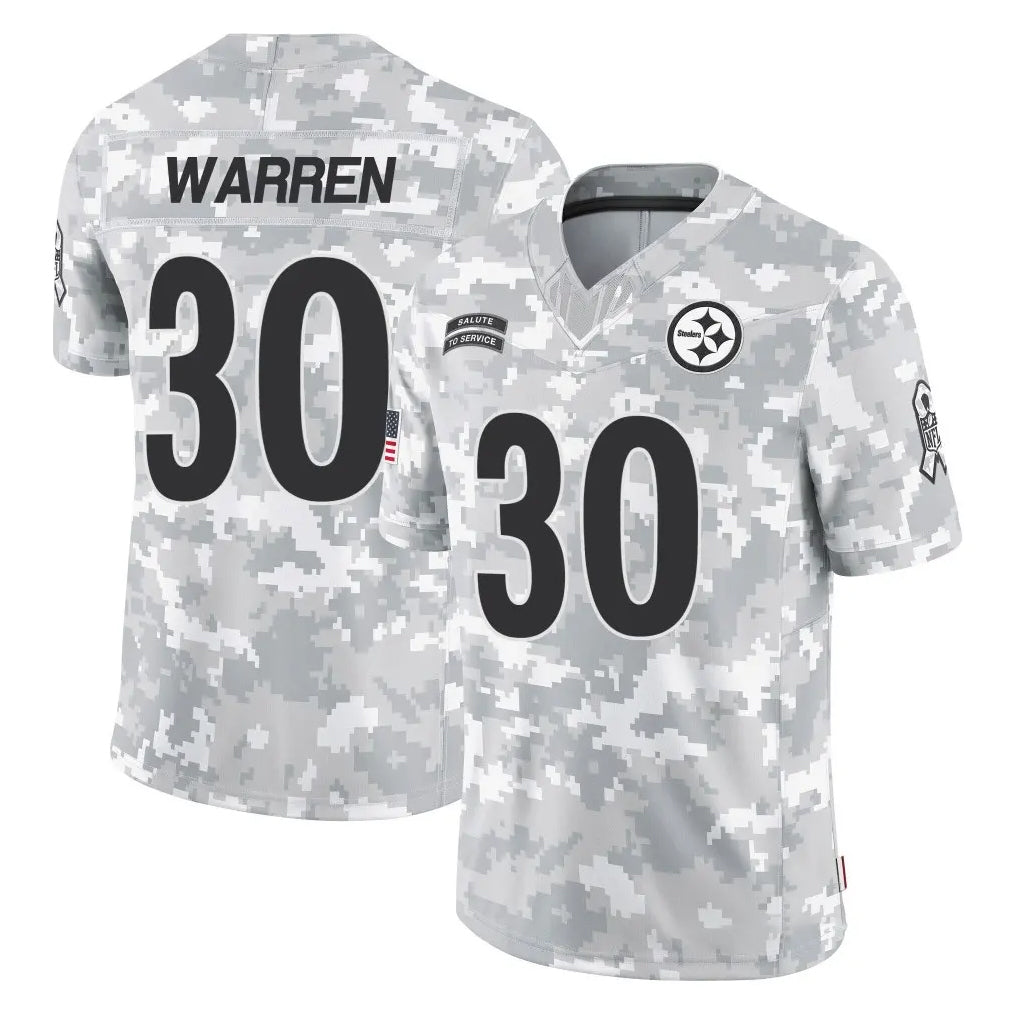 P.Steelers #30 Jaylen Warren Player Arctic Camo Limited Salute To Service Home Game STECN Stitched Jerseys