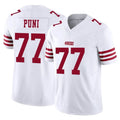 SF.49ers #77 Dominick Puni Player White Limited Vapor F.U.S.E. Home Game STECN Stitched Jerseys