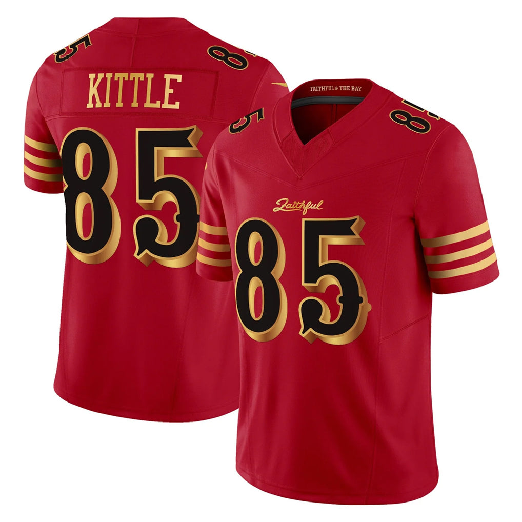 SF.49ers #85 George Kittle Player Red Rivalries Vapor Limited Home Game STECN Stitched Jerseys
