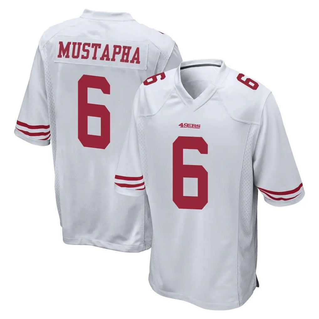 SF.49ers #6 Malik Mustapha Player White Home Game STECN Stitched Jerseys