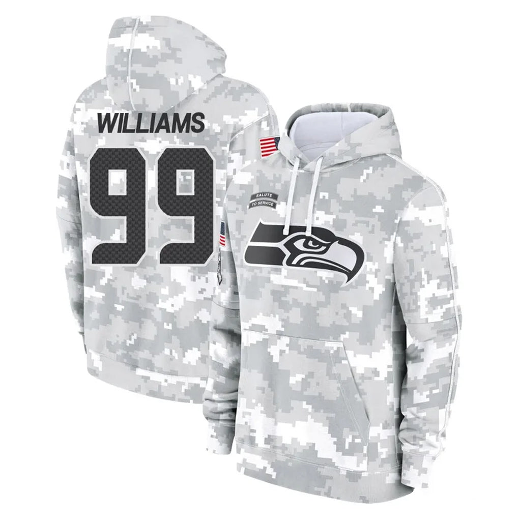 S.Seahawks #99 Leonard Williams Player Arctic Camo Limited Salute to Service Pullover Hoodies Game STECN Stitched Jerseys