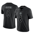 P.Steelers #6 Patrick Queen Player Black Reflective Limited Home Game STECN Stitched Jerseys