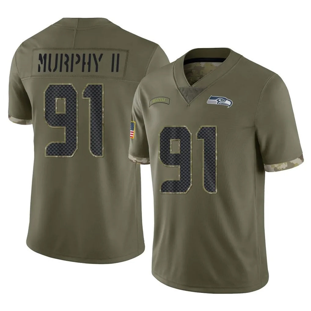 S.Seahawks #91 Byron Murphy II Player Olive Limited Salute To Service Home Game STECN Stitched Jerseys