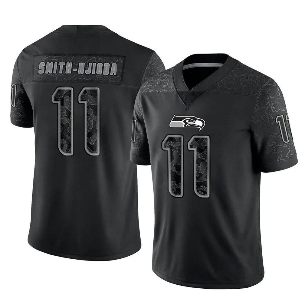 S.Seahawks #11 Jaxon Smith-Njigba Player Black Limited Reflective Home Game STECN Stitched Jerseys