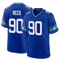 S.Seahawks #90 Jarran Reed Player Royal Throwback Home Game STECN Stitched Jerseys