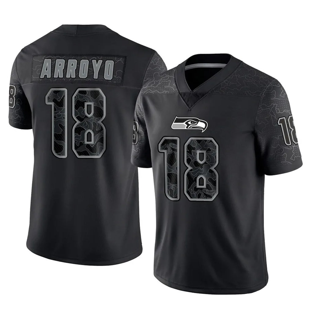 S.Seahawks #18 Elijah Arroyo Player Black Limited Reflective Home Game STECN Stitched Jerseys