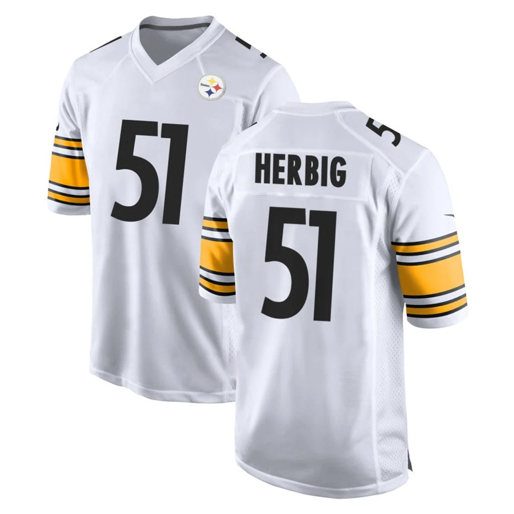 P.Steelers #51 Nick Herbig Player White Home Game STECN Stitched Jerseys