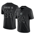 P.Steelers #24 Joey Porter Jr. Player Black Reflective Limited Home Game STECN Stitched Jerseys