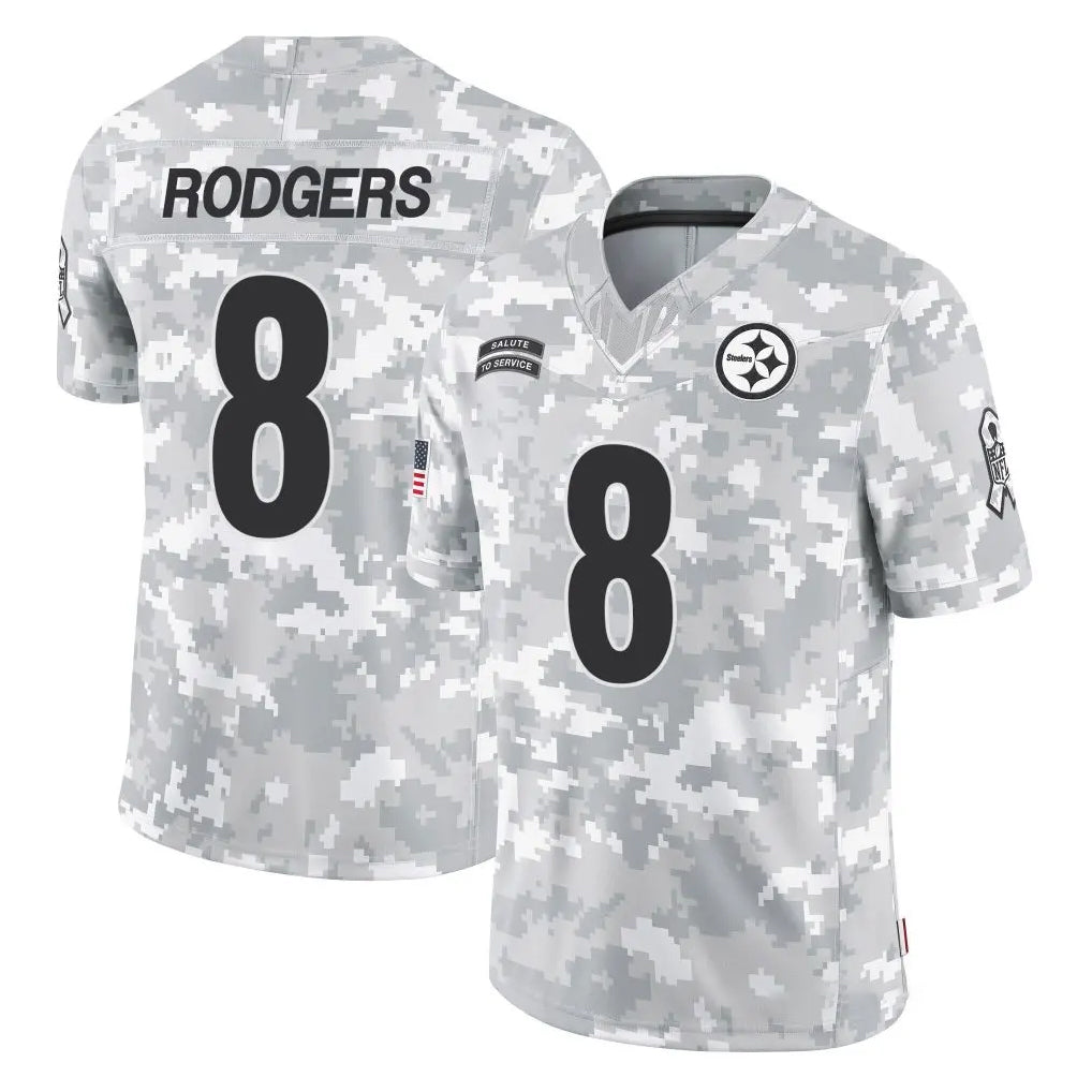 P.Steelers #8 Aaron Rodgers Player Arctic Camo Limited Salute To Service Home Game STECN Stitched Jerseys