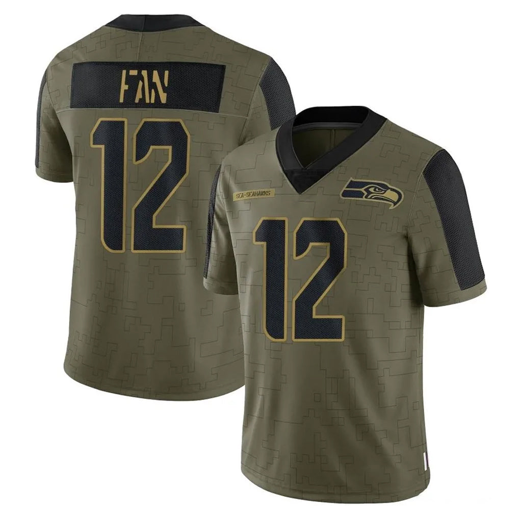 S.Seahawks #12 12th Fan Player Olive Salute To Service Limited Game STECN Stitched Jerseys