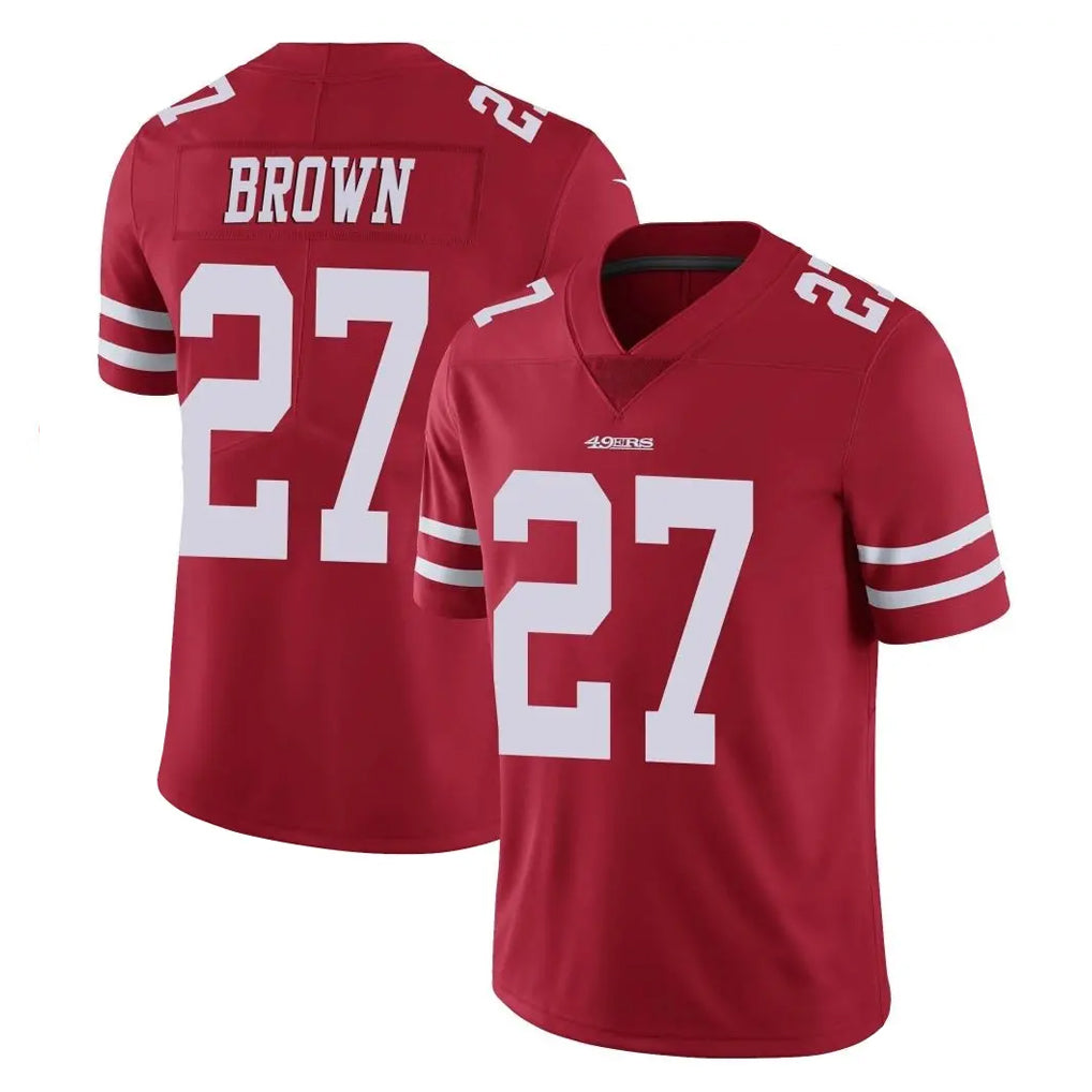 SF.49ers #27 Ji'Ayir Brown Player Red Limited Vapor Untouchable Home Game STECN Stitched Jerseys