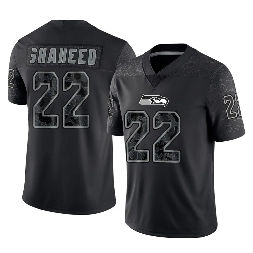 S.Seahawks #22 Rashid Shaheed Player Black Limited Reflective Home Game STECN Stitched Jerseys