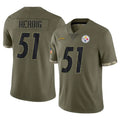 P.Steelers #51 Nick Herbig Player Olive Limited Salute To Service Home Game STECN Stitched Jerseys