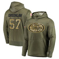 SF.49ers #57 Dre Greenlaw Player Olive Salute to Service Pullover Hoodie Home Game STECN Stitched Jerseys
