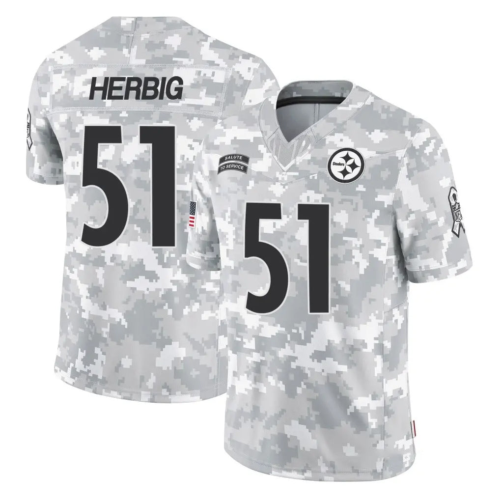 P.Steelers #51 Nick Herbig Player Arctic Camo Limited Salute To Service Home Game STECN Stitched Jerseys