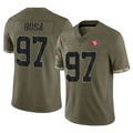 SF.49ers #97 Nick Bosa Player Olive Limited Salute To Service Home Game STECN Stitched Jerseys