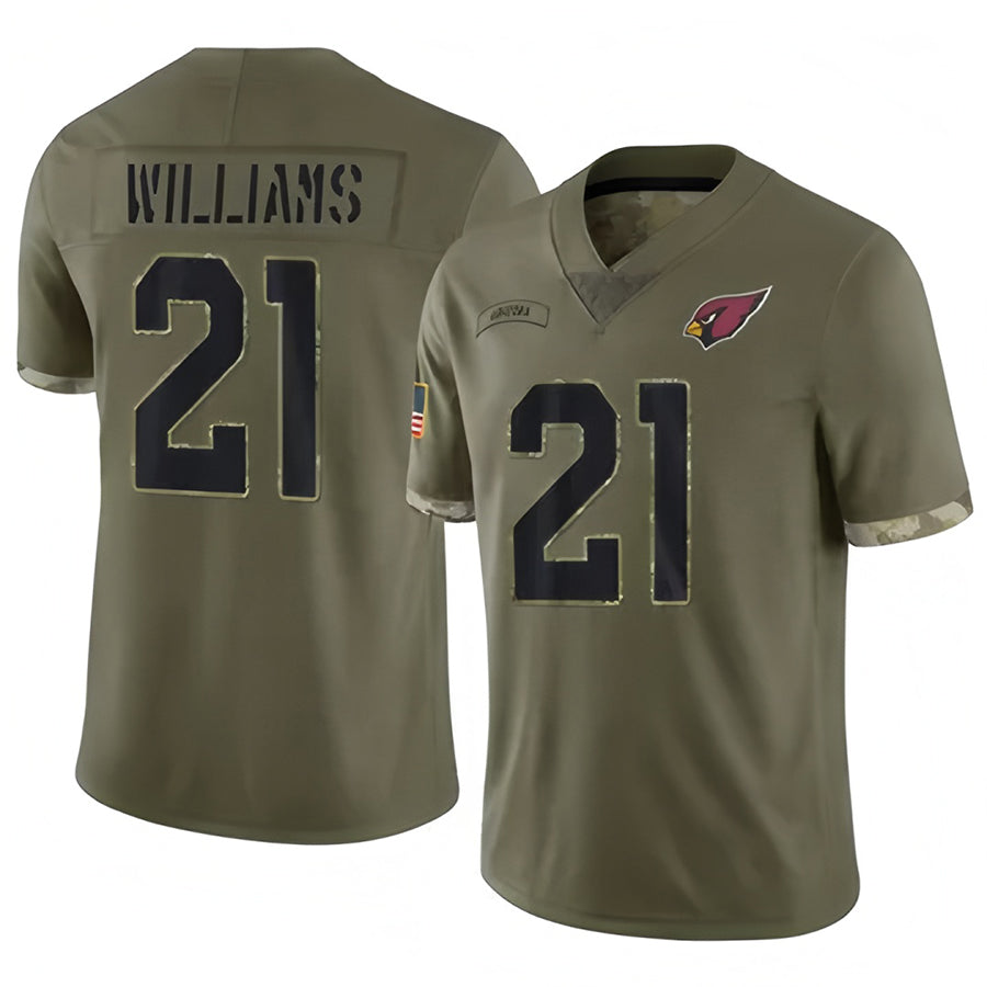 A.Cardinals #21 Garrett Williams Player Olive Salute To Service STECN Stitched Jerseys