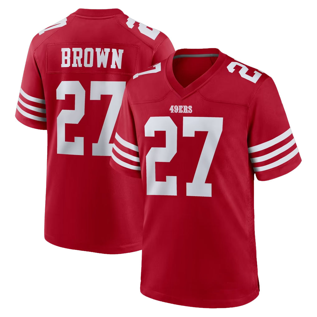 SF.49ers #27 Ji'Ayir Brown Player Red Game Home STECN Stitched Jerseys