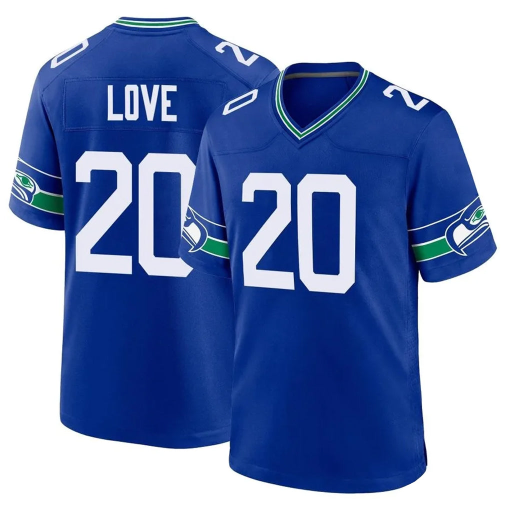 S.Seahawks #20 Julian Love Player Royal Throwback Home Game STECN Stitched Jerseys