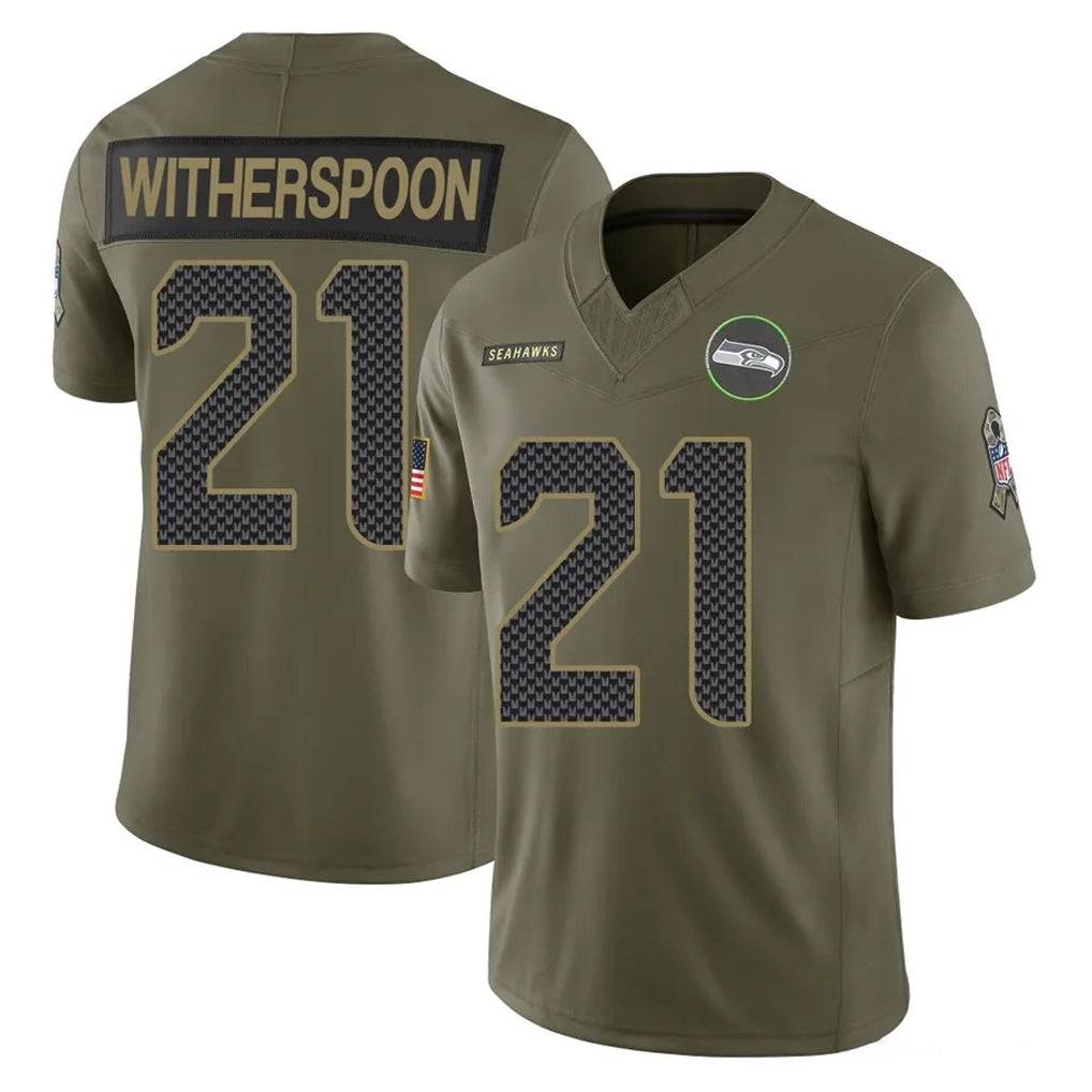 S.Seahawks #21 Devon Witherspoon Player Olive 2025 Salute To Service Limited Home Game STECN Stitched Jerseys