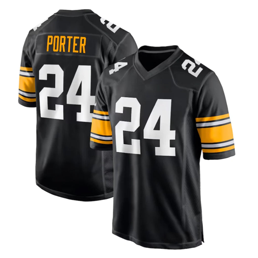P.Steelers #24 Joey Porter Jr. Player Black Home Game STECN Stitched Jerseys