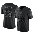 SF.49ers #85 George Kittle Player Black Limited Reflective Home Game STECN Stitched Jerseys