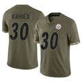 P.Steelers #30 Jaylen Warren Player Olive Limited Salute To Service Home Game STECN Stitched Jerseys